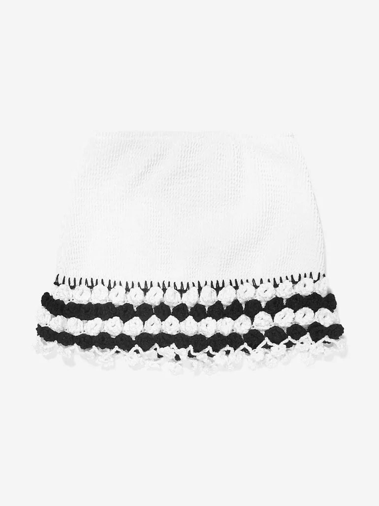 Girls Crocheted Agave Skirt in White - 2