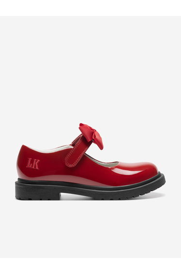 Girls Mia Bow Patent School Shoes in Red