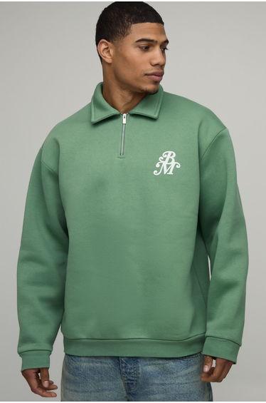 BM Printed Quarter Zip Sweatshirt - green