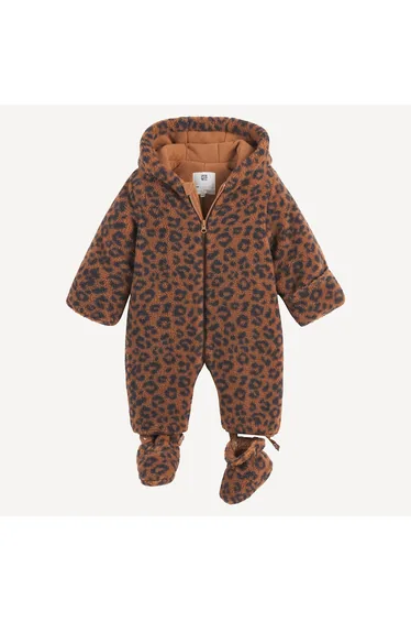 Leopard Print Sherpa Pramsuit with Hood