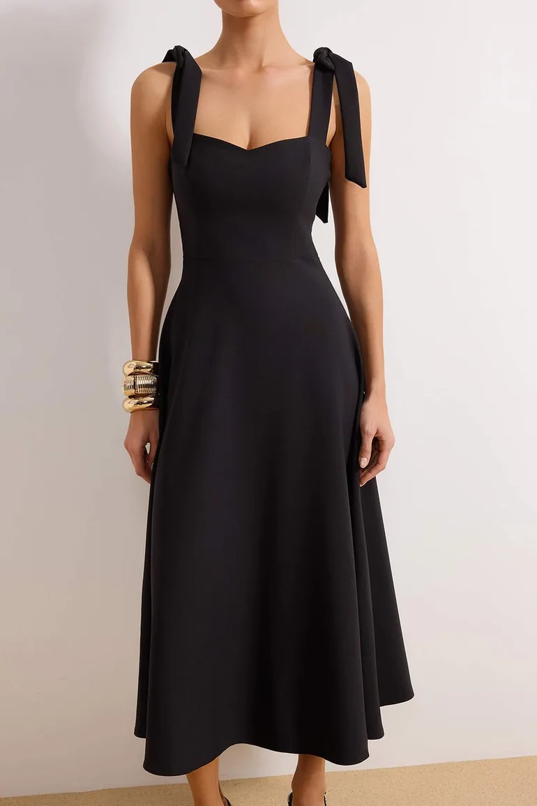 فستان بتصميم بشكل A بحمالات بربطة - 2