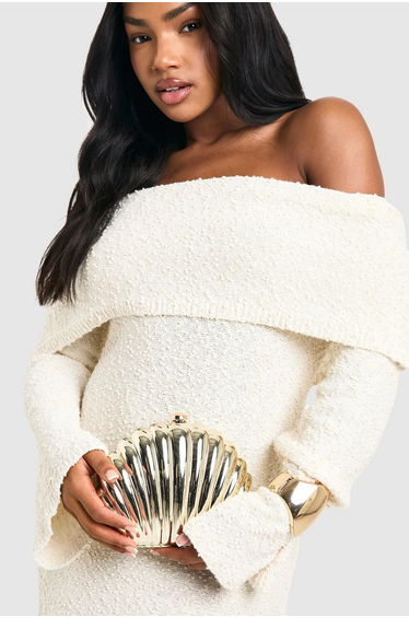 Shell Acrylic Clutch Bag - gold