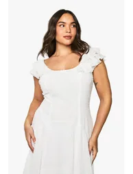 Plus dobby chiffon tiered maxi dress - white - 3