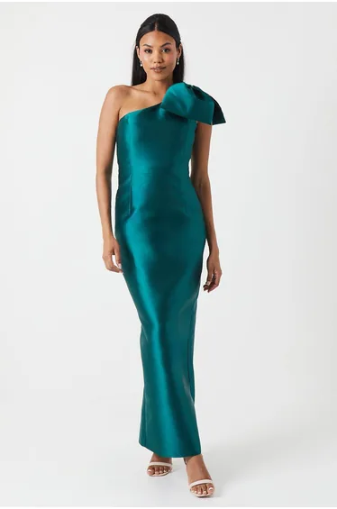 One Shoulder Twill Column Dress