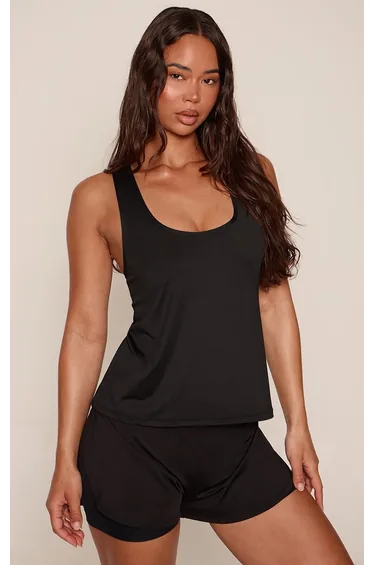 Black Lightweight Breathable Floaty Gym Shorts