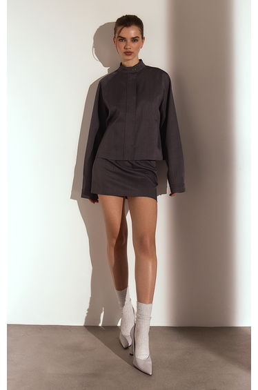Dark Grey Tailored Mini Skirt