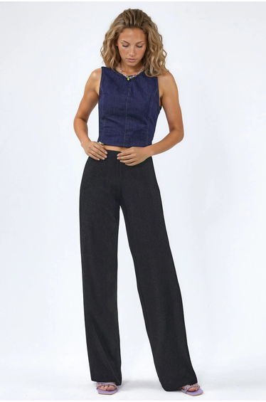 BUSEM High-Waist Straight-Leg Crepe Trousers with Slit