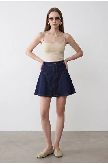 Dilvin Slim Fit Square Neck Sleeveless Blouse