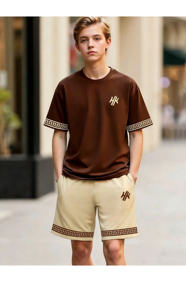 Men Printed Trim T-Shirt and Shorts Co-Ords