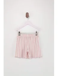 Ecru Printed Ruffled Girls' Knitted Pajama Set - 4