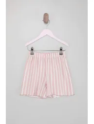Ecru Printed Ruffled Girls' Knitted Pajama Set - 7