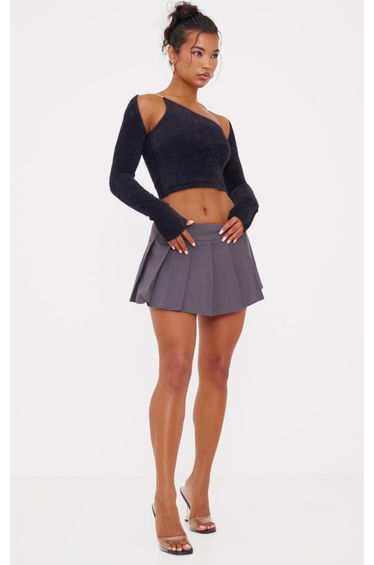 Black Eyelash Knit Shrug And Top Set