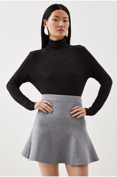 Tall Compact Wool Look Knit Flippy Mini Skirt