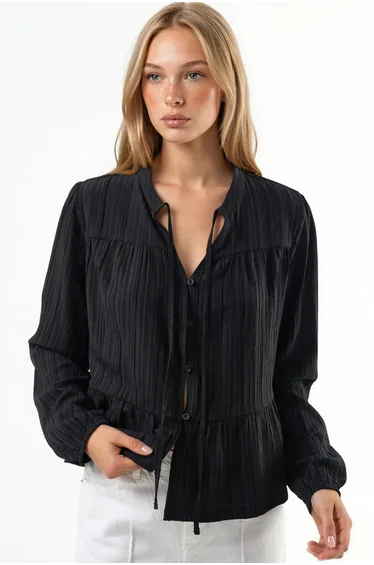 Long Sleeve Tippet Collar Blouse
