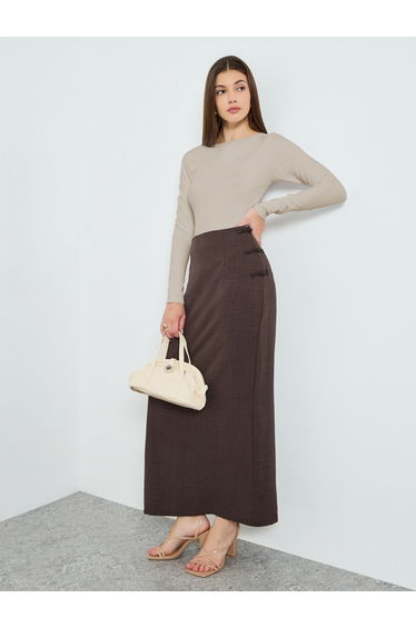Women Brown Straight Fit Maxi Skirt
