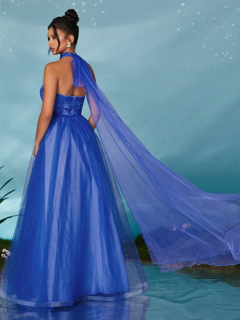 Leely Elegant Strapless Sleeveless Tulle Party Dress - 1