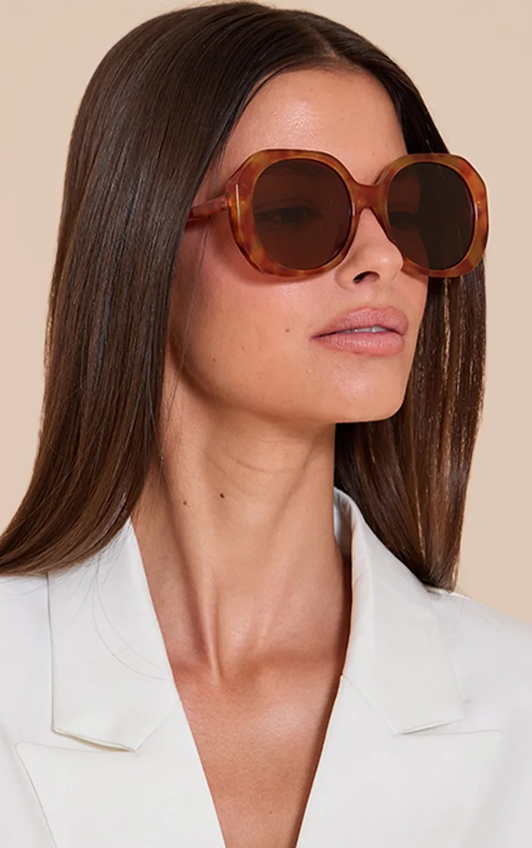 Brown Marble Effect Square Angled Frame Sunglasses - 3