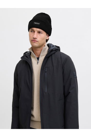 Black Ribbed Knit Beanie