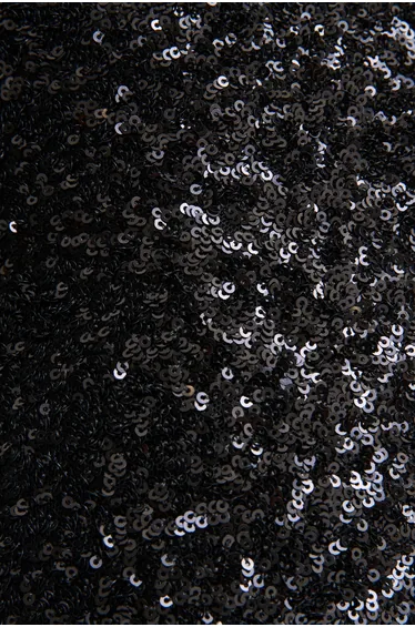 Mery | Black Sequin High-Neck Wrap Maxi Dress With One-Long Sleeve