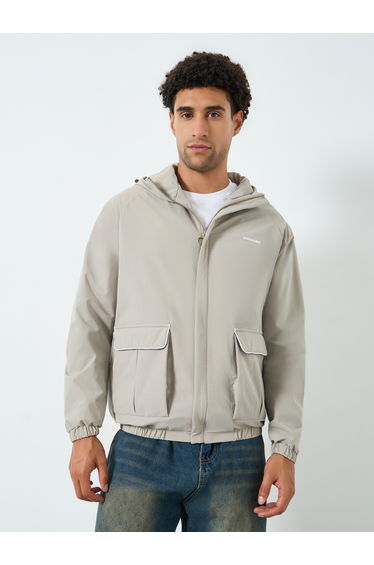 Men Oversized Fit Hooded Windbreaker Jacket