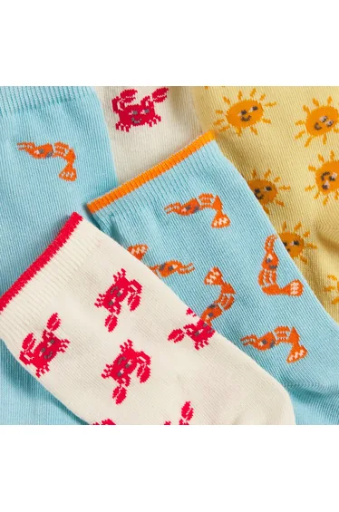 Pack of 5 Pairs of Socks in Animal Print