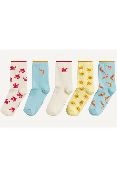 Pack of 5 Pairs of Socks in Animal Print