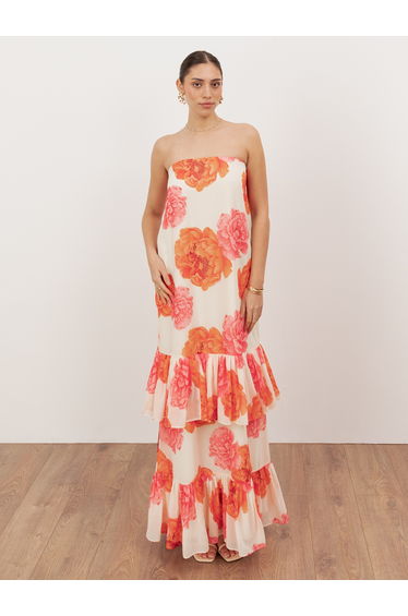 Anaya With Love Recycled Floral Bandeau Ruffle Maxi Dress