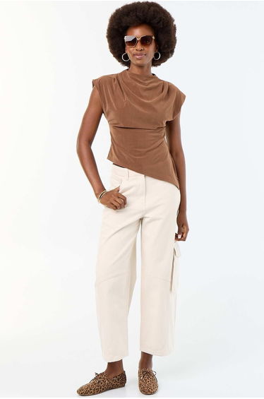 Balloon pants with flap pocket ECRU