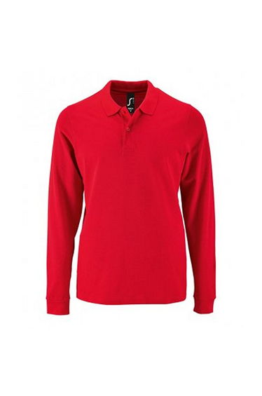 SOLS Mens Perfect Long Sleeve Pique Polo Shirt - Red
