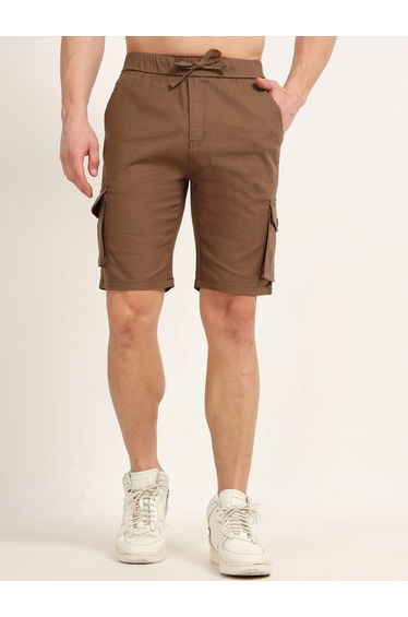 Brown Cargo Linen Shorts