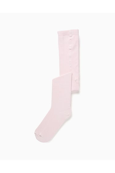 Plain knitted tights with anti-pilling for girls, light pink