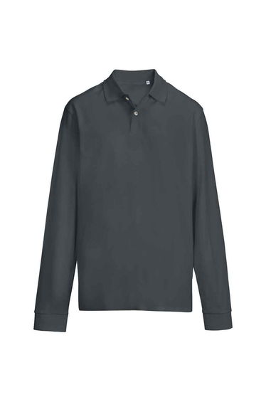 SOLS Pique Long-Sleeved Polo Shirt - Mouse Grey