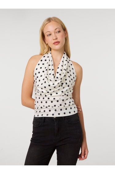 Polka Dot Cowl Neck Top