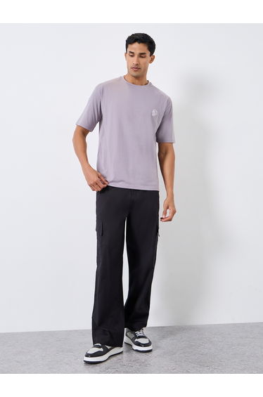 Men Black Oversized Cargo Trousers