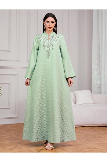 Women Texture Fabric Embellished Detail Jalabiya