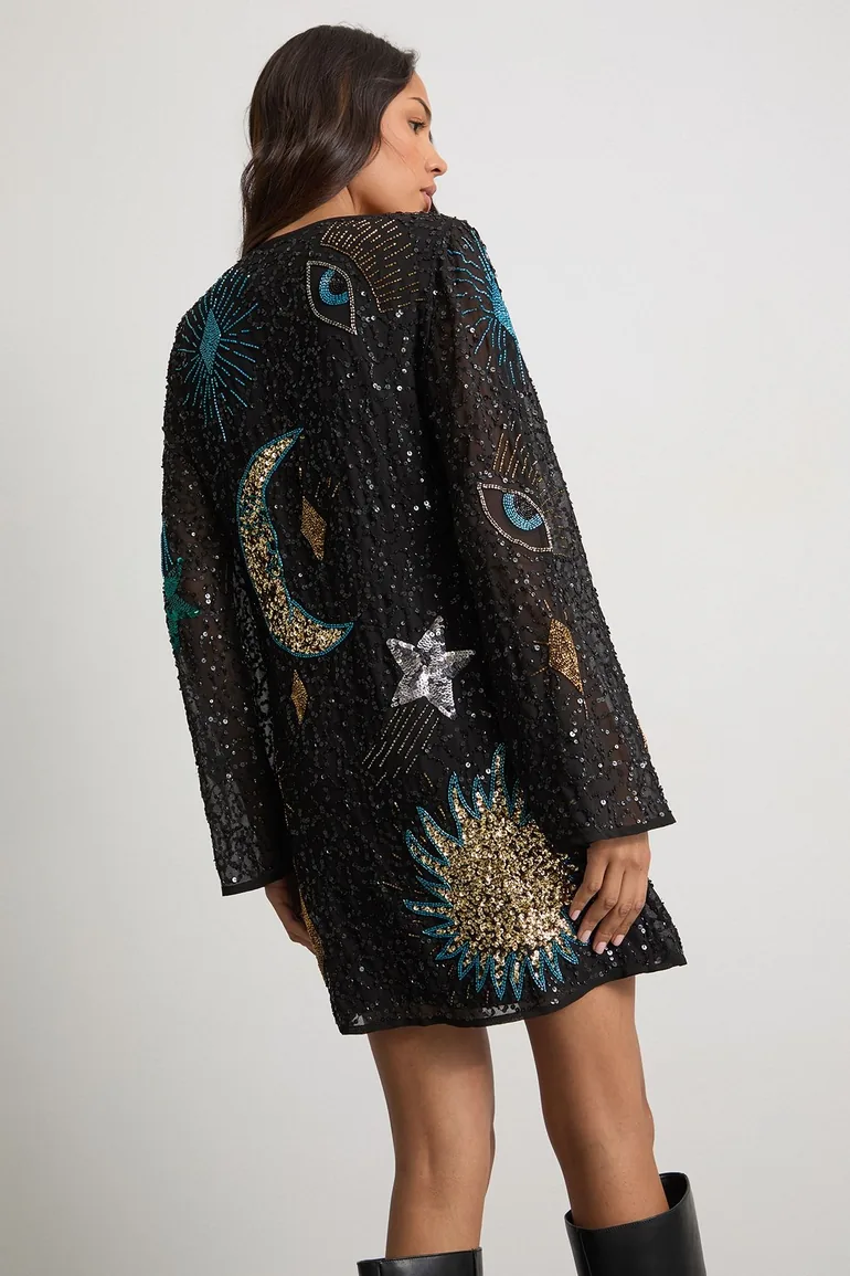 Celestial Sequin Embellished Mini Dress - 1