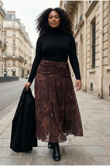 تنورة ميدي بقصة مستقيمة - للمقاسات الكبيرة