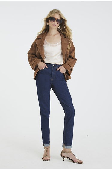 Blue High Rise Mom Jeans
