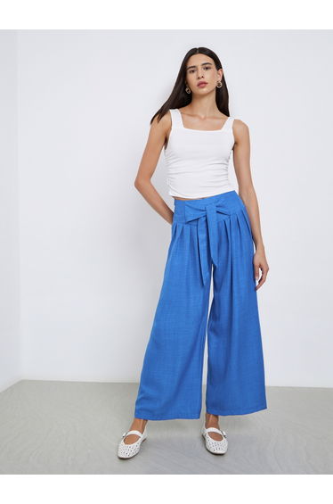 Bow Tie Waist Wide Leg Pants