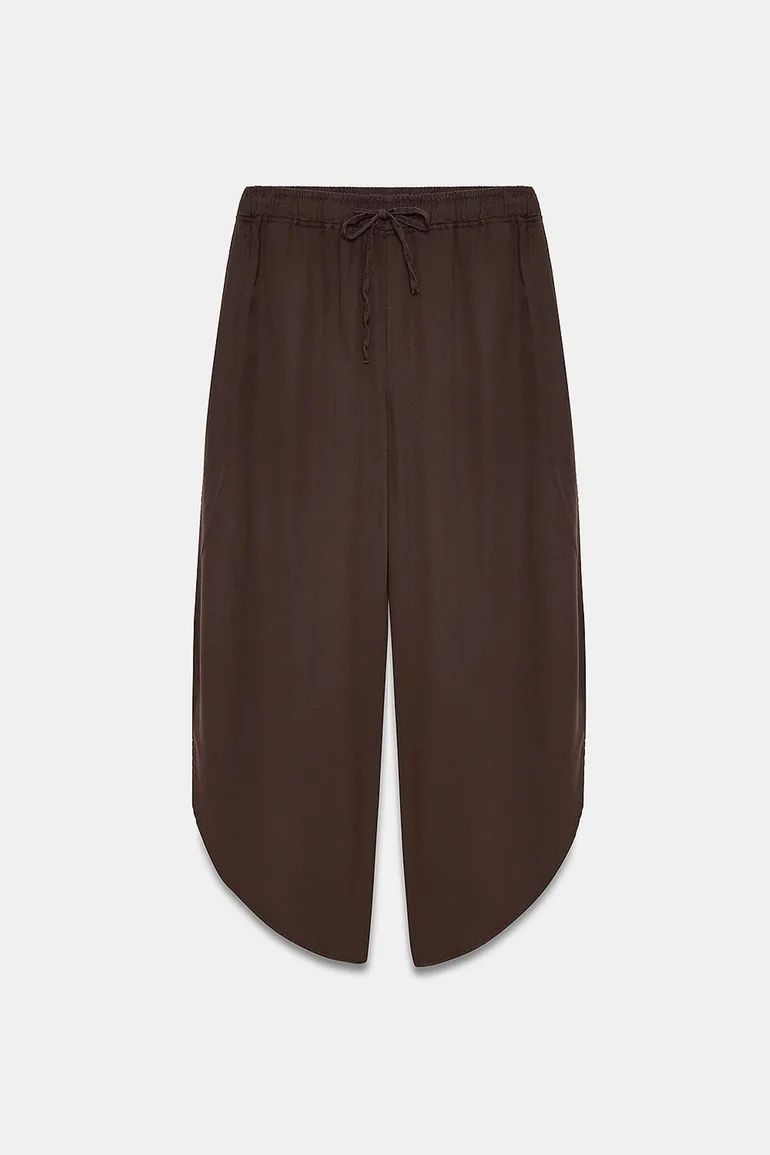 DILVIN Women's Tencel Wide-Leg Crepe Trousers With Slit - 4