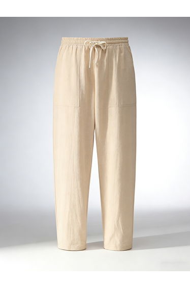 Men Solid Textured Drawstring Waist Pants