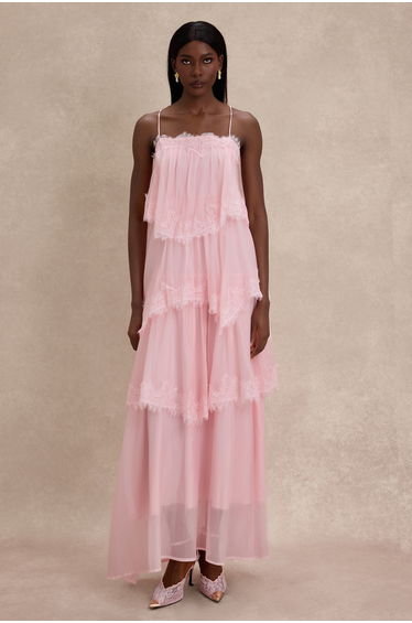 Lace Ruffle Slip Maxi Dress
