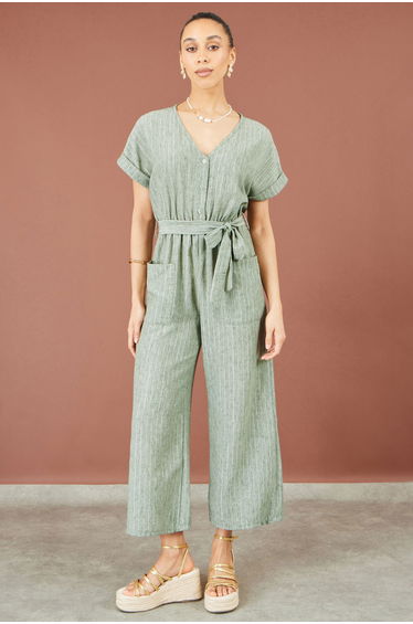 Yumi Green V Neck Kimono Sleeve Jumpsuit