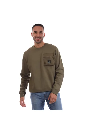 سويتشيرت رجالي بياقة دائرية لون أخضر