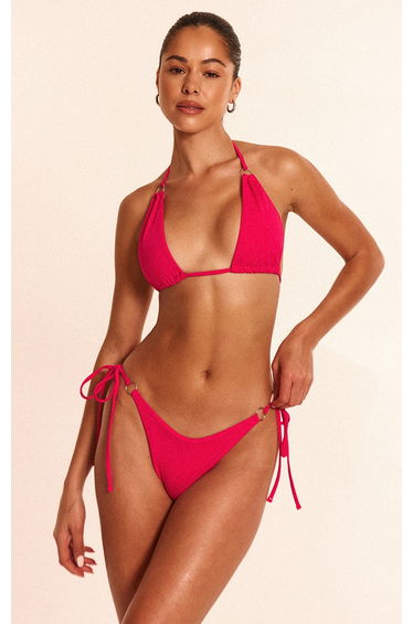 Fuchsia Mini O Ring High Apex Triangle Bikini Top