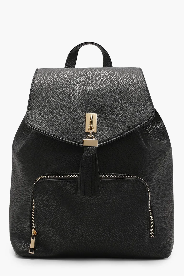 Fringe Tassel Rucksack - black