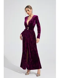 Wynne Purple Velvet Maxi Dress - 2