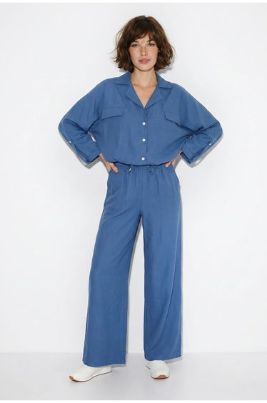 LUCCI Two-Piece Crepe Blouse And Wide-Leg Trousers