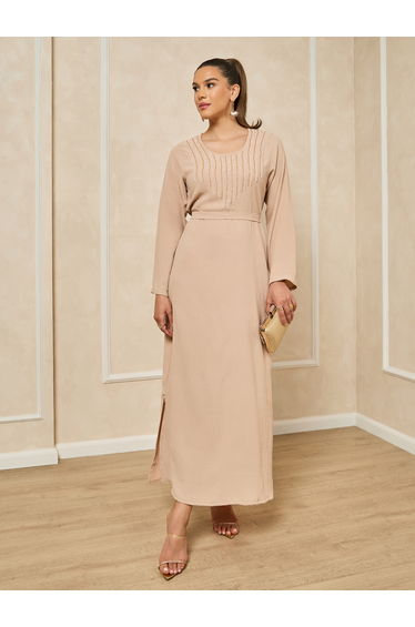 Embroidered A-Line Belted Jalabyia