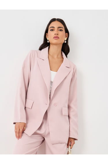 Oversized Notch Label Regular Fit Blazer